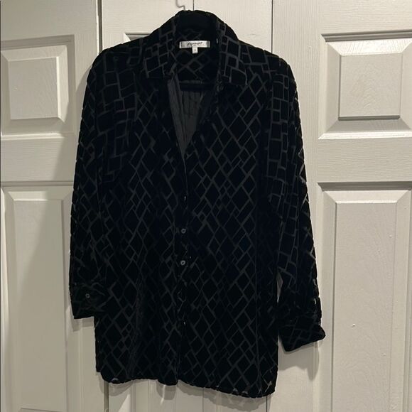 Black Velvet Geometric Shirt, Size 12 - Picture 1 of 8